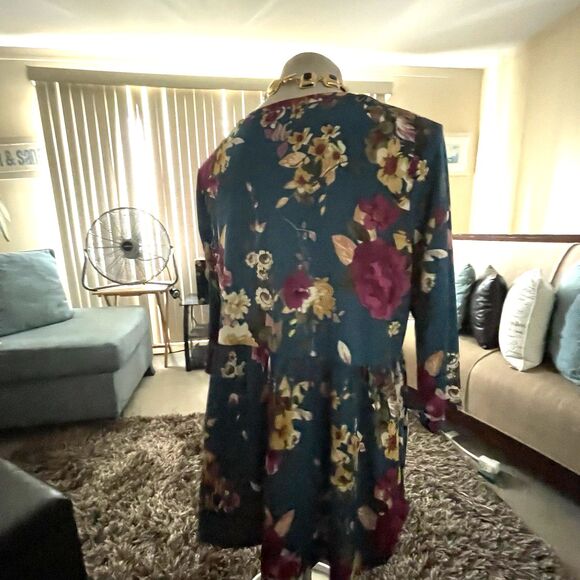 Sew in Love Women's Blue Floral Babydoll Whimsical Fairy 3/4 Sleeve Top XL Work - Picture 10 of 14